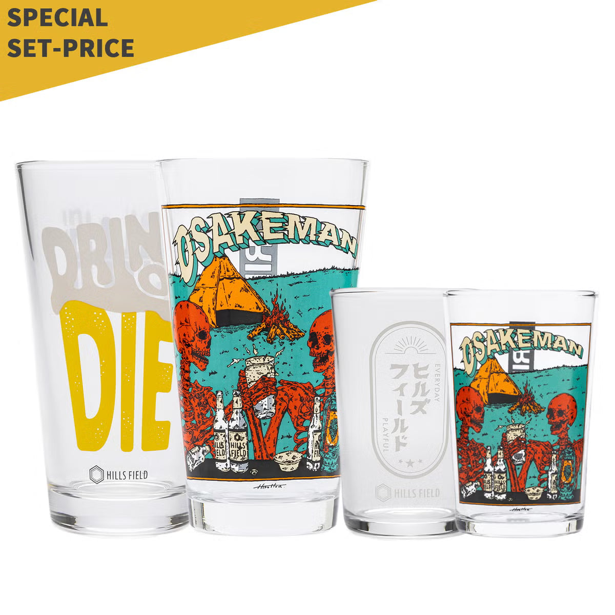 OSAKEMAN + DRINK OR DIE パイントグラス＆OSAKEMAN + RETRO ミニ
