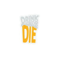 DRINK OR DIE ビールイラストステッカー 50×72.5mm