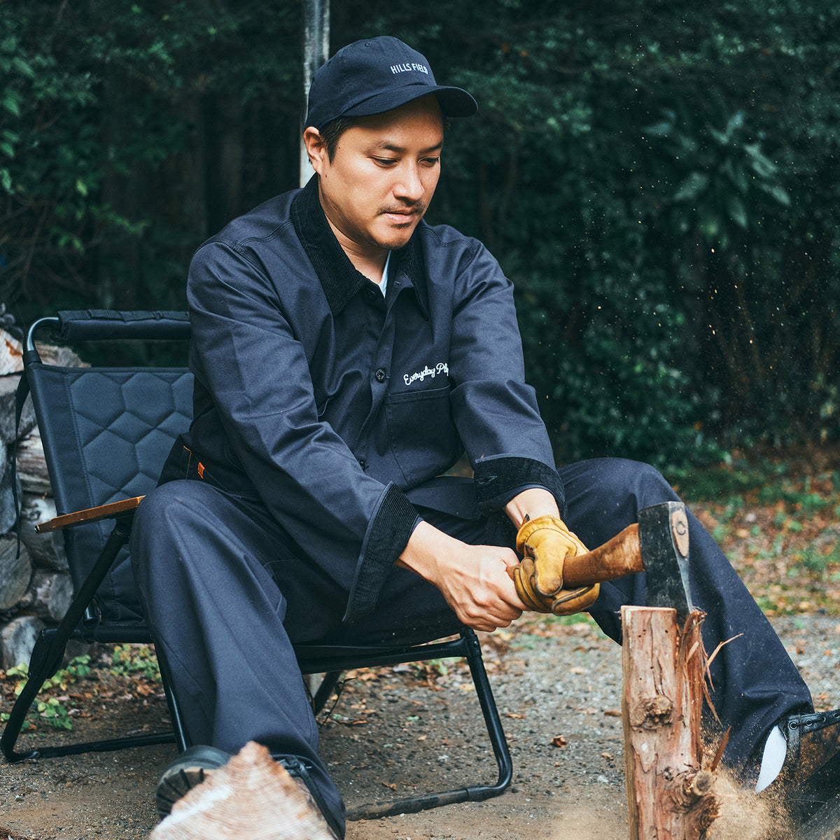 UNIVERSAL OVERALL × HILLS FIELD CAMPERS COVERALL ブラック
