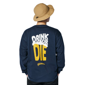 DRINK OR DIE L/S T-Shirt ネイビー