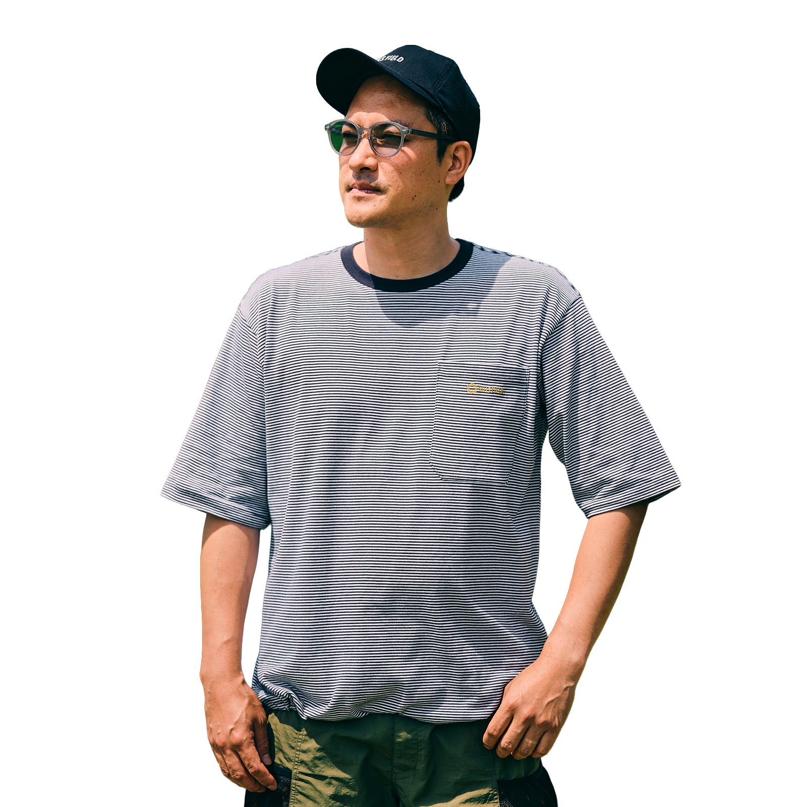 FIELD BORDER BIG POCKET T-SHIRT ホワイト