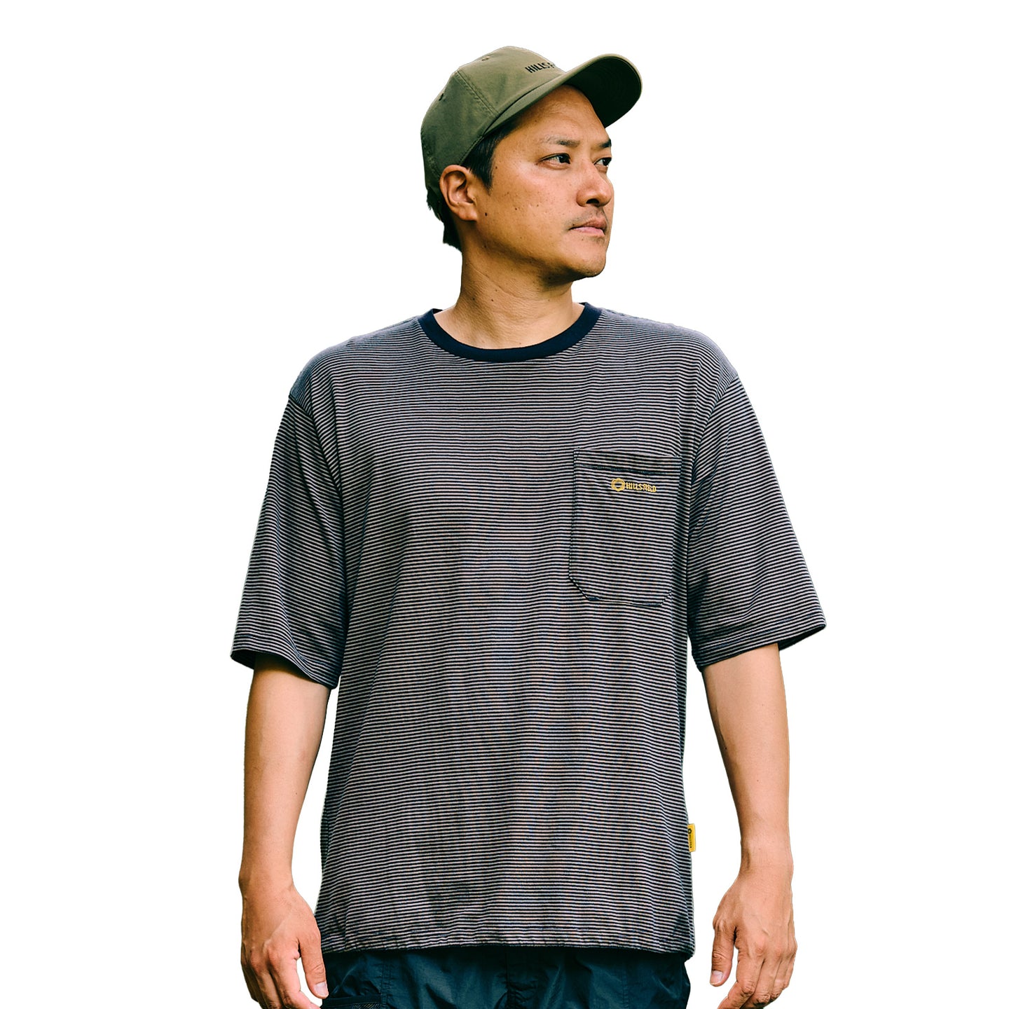 FIELD BORDER BIG POCKET T-SHIRT ブラック