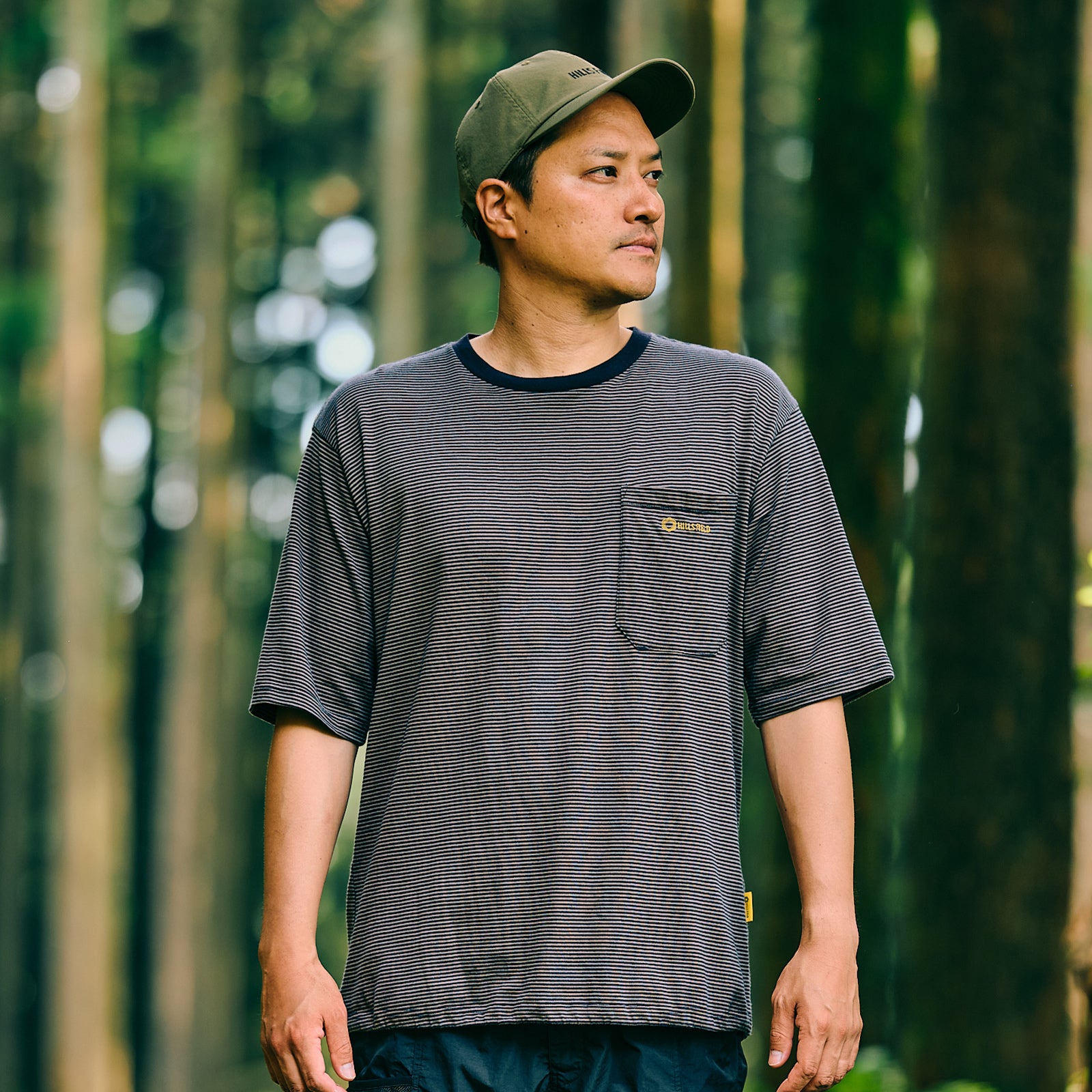 FIELD BORDER BIG POCKET T-SHIRT ブラック