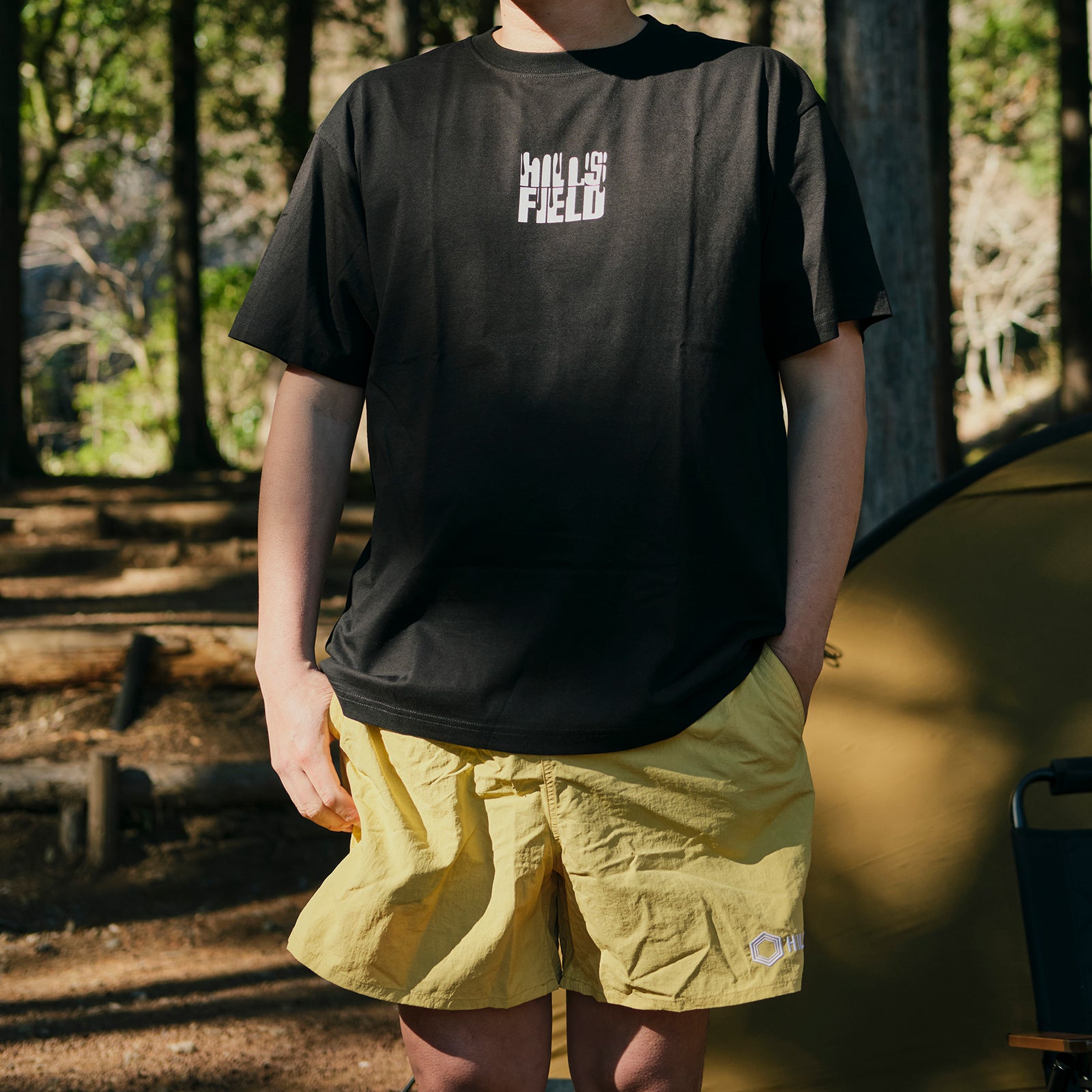 HILLS FIELD LOGO NYLON SHORT PANTS ロゴナイロンショートパンツ イエロー