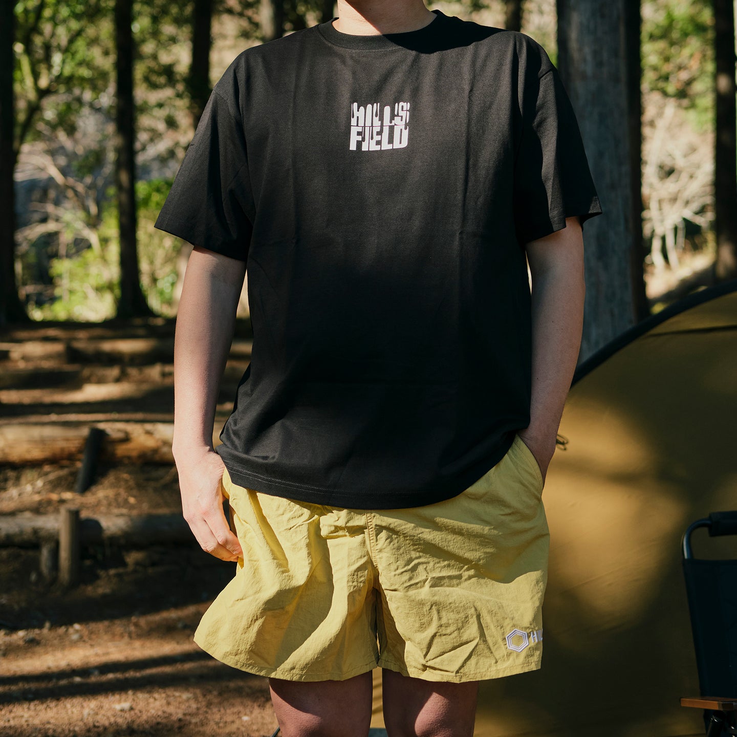 HILLS FIELD LOGO NYLON SHORT PANTS ロゴナイロンショートパンツ イエロー