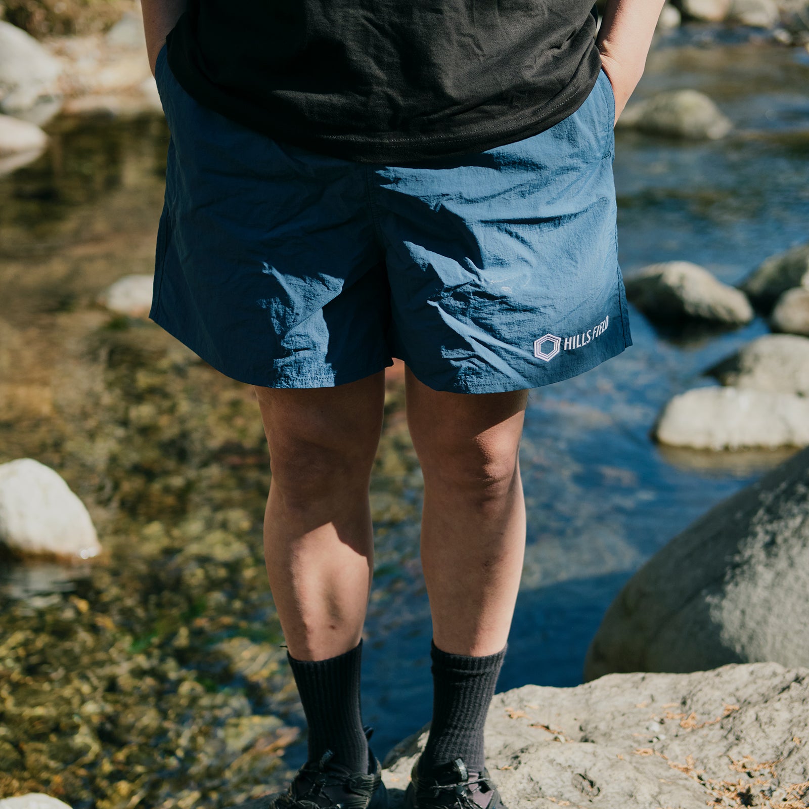 HILLS FIELD LOGO NYLON SHORT PANTS ロゴナイロンショートパンツ ライトネイビー