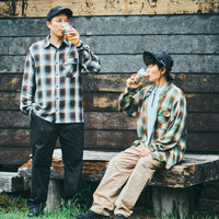 OMBRE CHECK FLANNEL SHIRT ブラウン