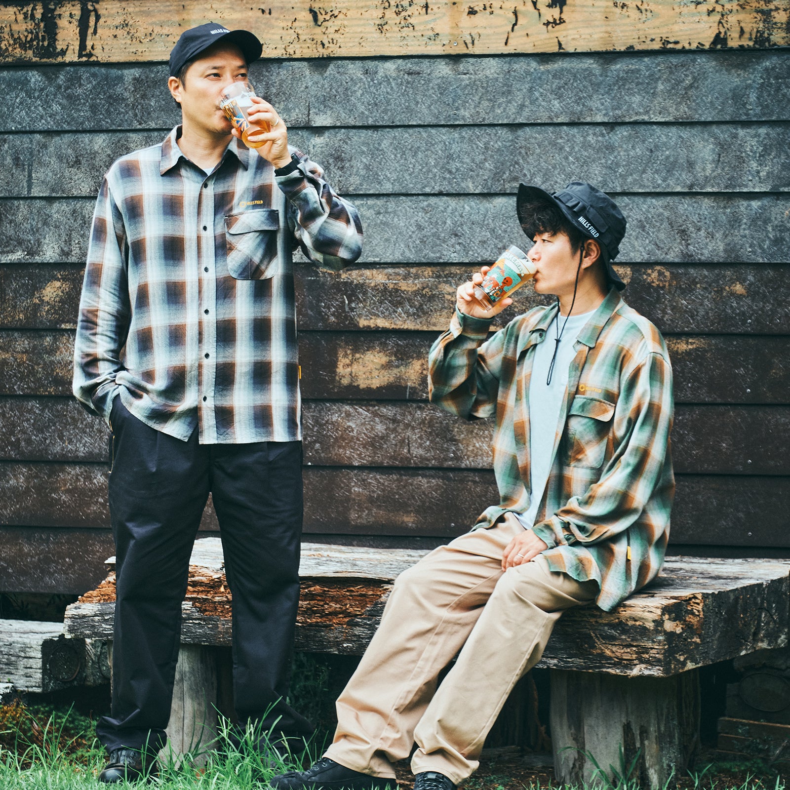 OMBRE CHECK FLANNEL SHIRT ブラウン