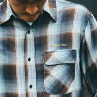 OMBRE CHECK FLANNEL SHIRT ブラウン