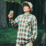 OMBRE CHECK FLANNEL SHIRT グリーン
