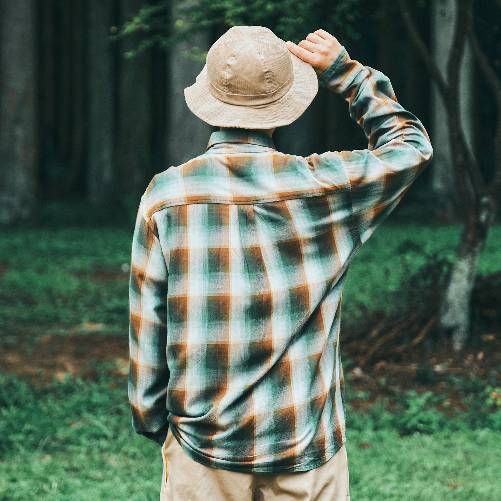 OMBRE CHECK FLANNEL SHIRT グリーン