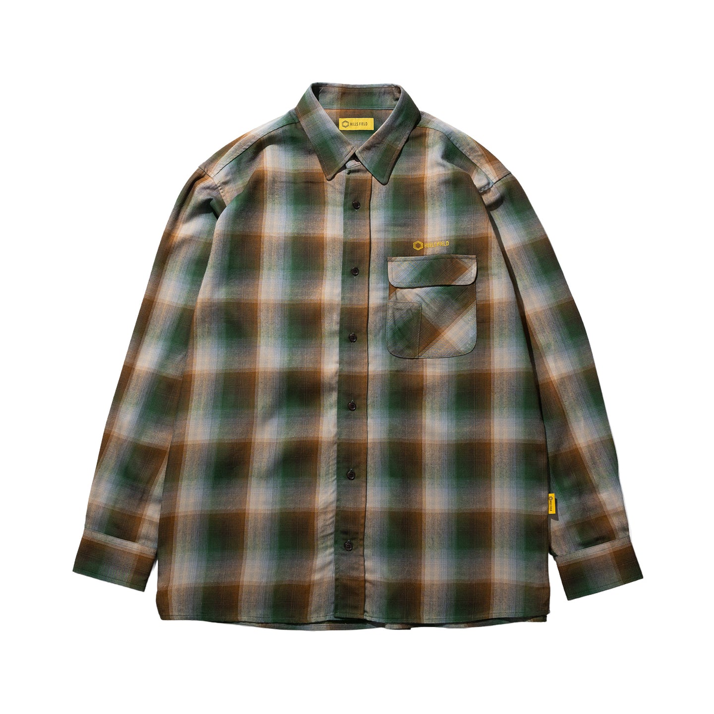 OMBRE CHECK FLANNEL SHIRT グリーン