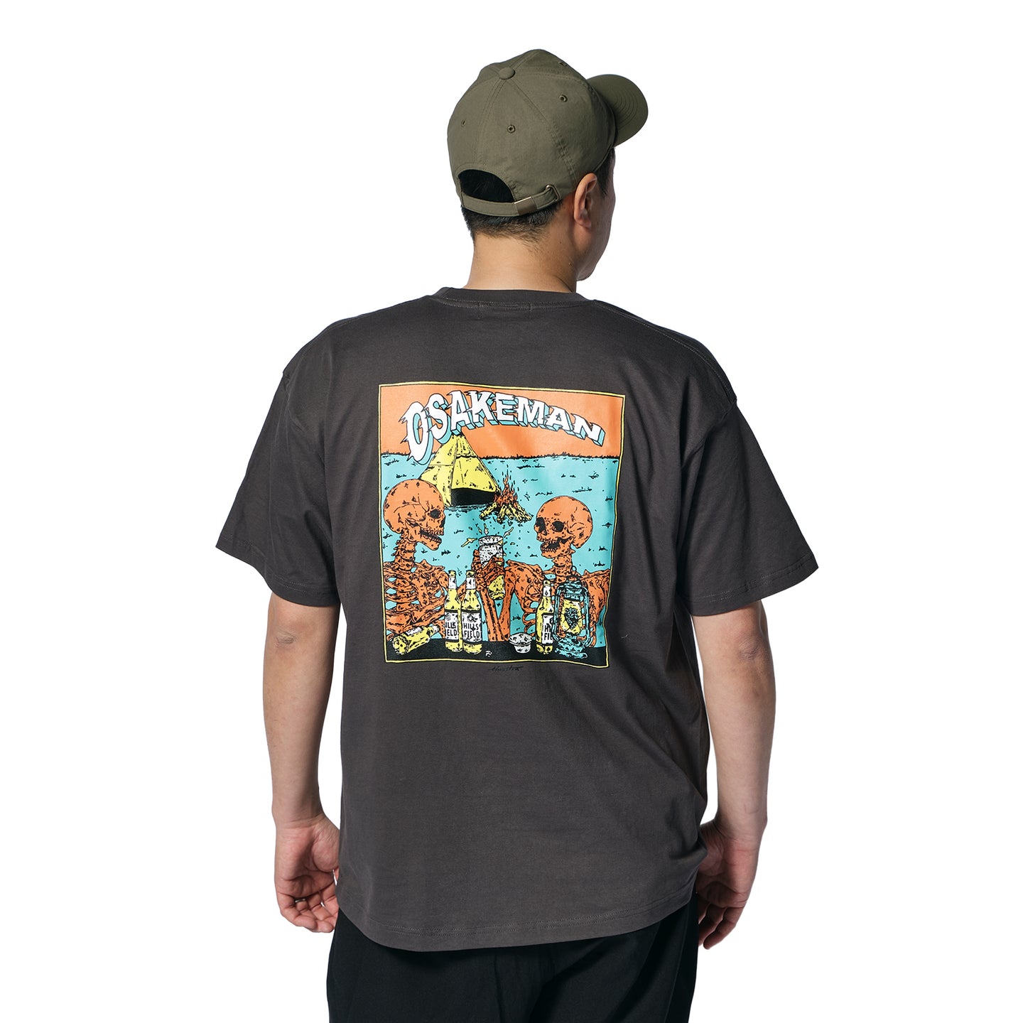 OSAKEMAN T-Shirt お酒マン Tシャツ チャコール