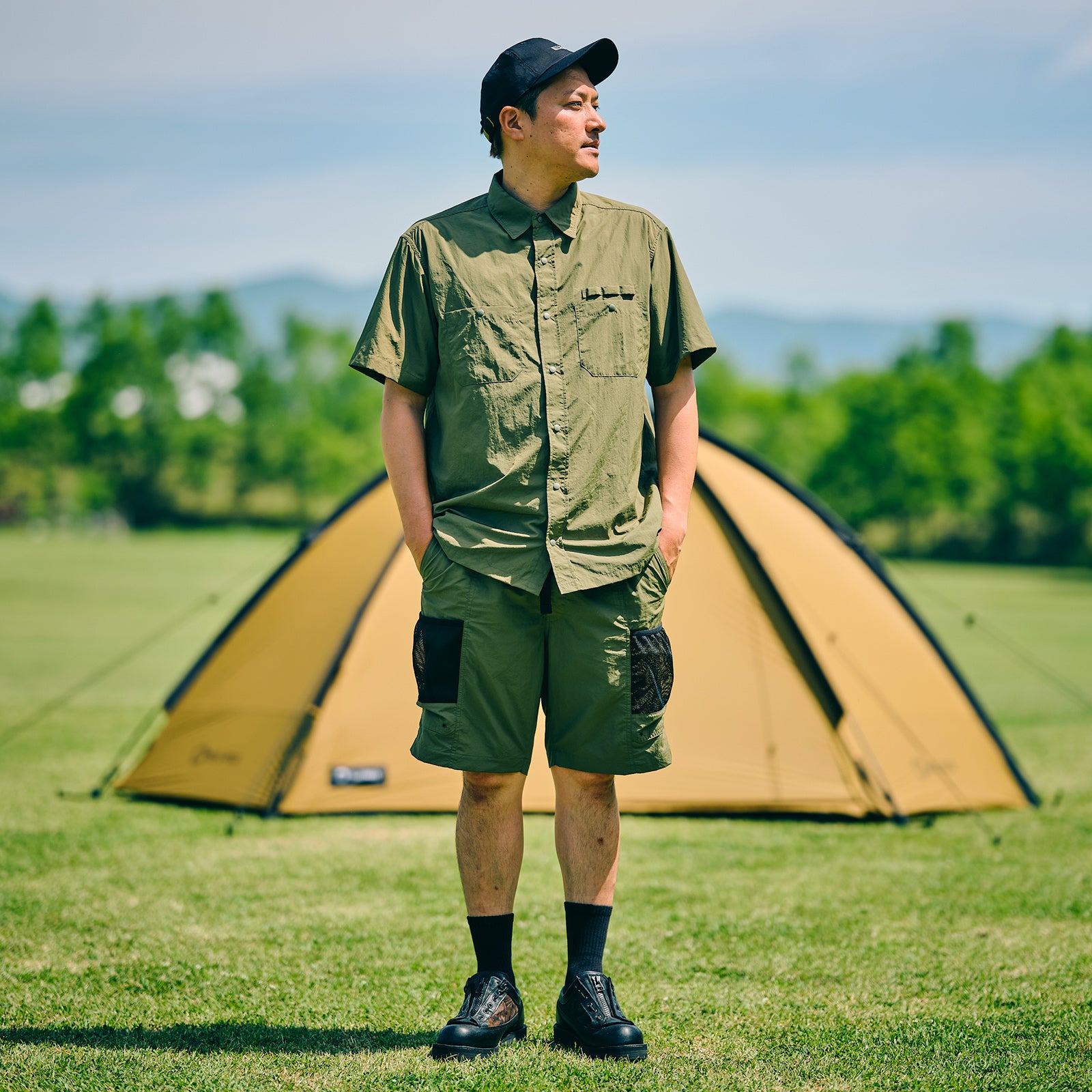 RECYCLED NYLON ORIGINAL SHORTS カーキ