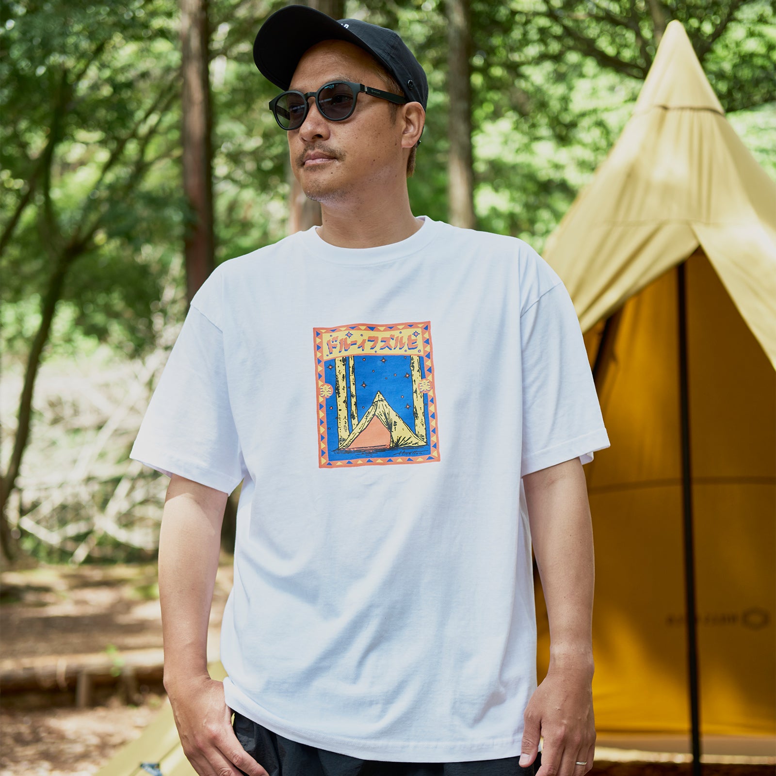 TOMOSHIBI BIG TOP T-SHIRT ホワイト – HILLS FIELD